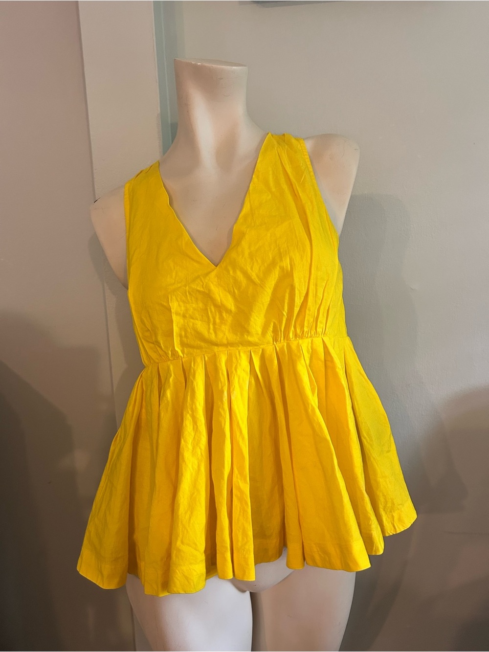 Anthropologie Yellow V-Neck Peplum Women's Top